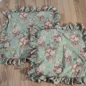 Pair Of Ralph Lauren Rare Retired Charlotte Euro Ruffle Shams